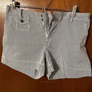 Banana Republic white and navy striped shorts
